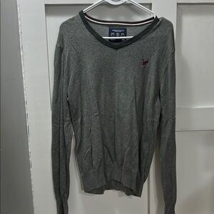 American Eagle Outfitters Men's Gray V-Neck Sweater